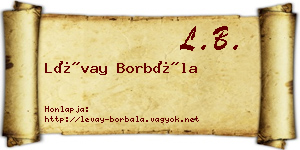 Lévay Borbála névjegykártya