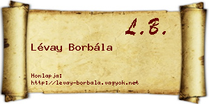 Lévay Borbála névjegykártya